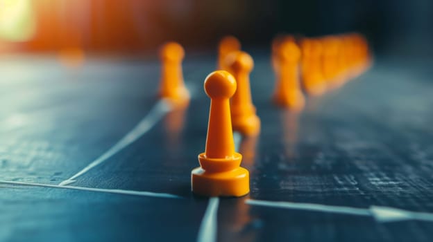This close-up shot showcases a game of chess in progress, with detailed shots of the chess pieces strategically placed on the checkered board. The black and white pieces are in the middle of a strategic battle of wits and tactics.