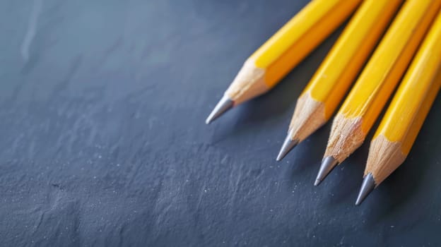 A group of sharpened and unsharpened pencils of various colors arranged neatly on top of a wooden table in a well-lit room.