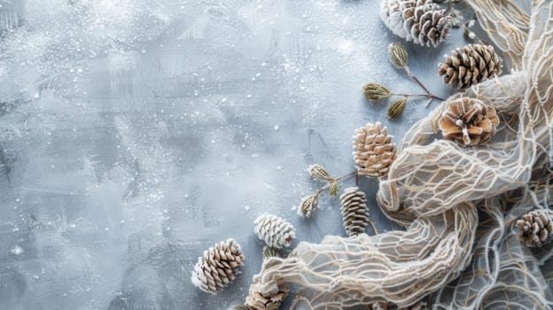 Several pine cones and cones of different shapes and sizes are neatly arranged on a wooden table. The cones have a variety of textures and colors, creating an interesting display.