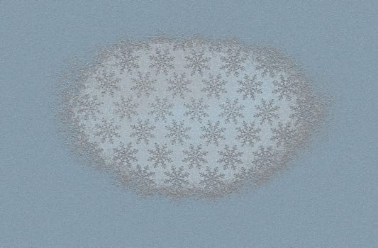 Rough blue surface with abstract textured snowflakes