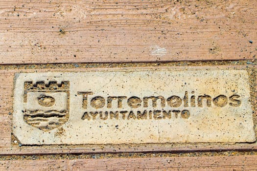 TORREMOLINOS, SPAIN, Andalusia May 23, 2019. Cityscapes, City views, facades, promenades, architecture, streets and beaches. Sign at the town hall of Torremolinos.