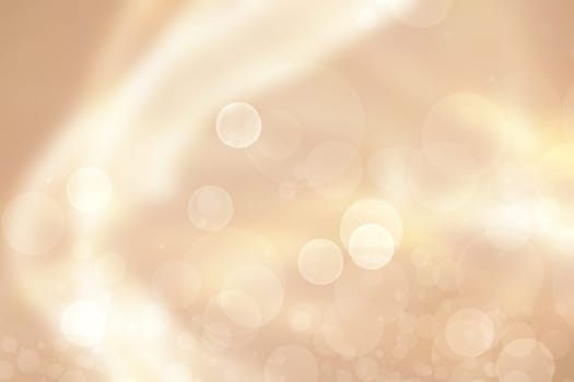 Abstract festive light brown bokeh background texture with colorful circles and white bokeh lights. Beautiful backdrop with space.