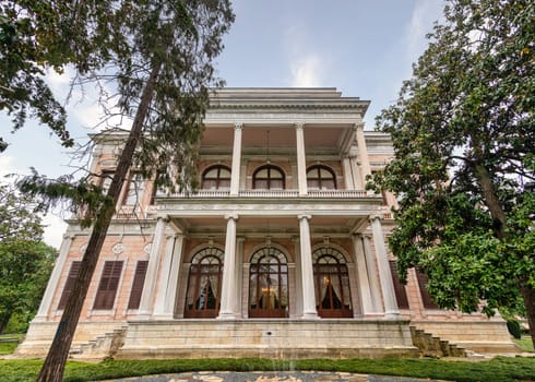Beykoz Mecidiye Kasri, or Mecidiye Pavilion, an Ottoman palace built in 1845 to be presented to Sultan Abdulmecid by Mohamed Ali Pasha, Governor of Egypt, suited in Beykoz district, Istanbul, Turkey