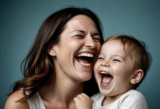AI generated of a woman and a child smiling and laughing