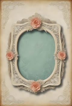 AI generated of vintage frame with roses on it