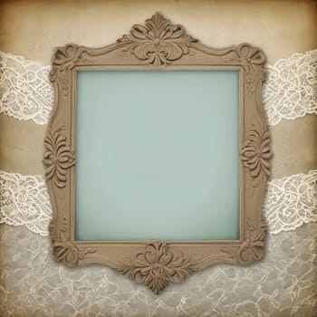 AI generated of vintage frame with lace on grunge background