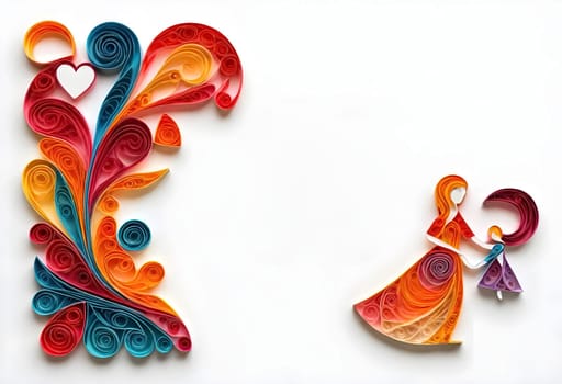 AI generated of colorful paper art of a woman and child
