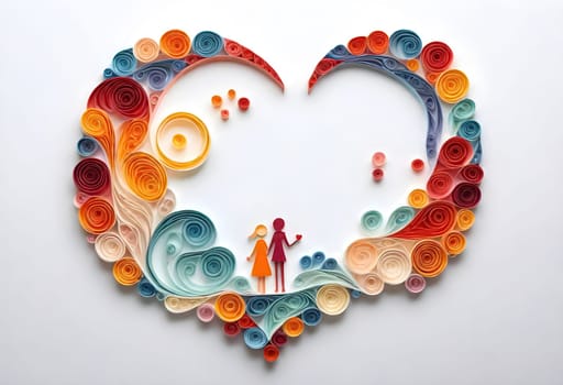 AI generated of a heart shaped paper art with two people in it