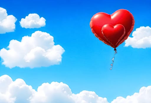 AI generated of a heart shaped balloon floating in the sky