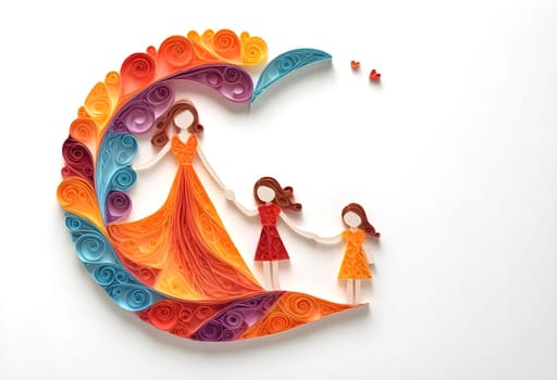 AI generated of a paper cutout of a mother and her children