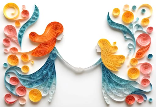 AI generated of mother and daughter holding hands in a paper cutout of a flower