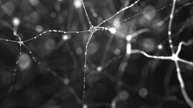Explore the intricate web of the neuro system as dots of light converge, forming vital connections in the brain's vast network. This mesmerizing photograph captures the essence of connectivity, where each illuminated node represents a crucial link in the complex architecture of cognition and consciousness.