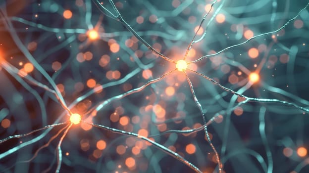Explore the intricate web of the neuro system as dots of light converge, forming vital connections in the brain's vast network. This mesmerizing photograph captures the essence of connectivity, where each illuminated node represents a crucial link in the complex architecture of cognition and consciousness.