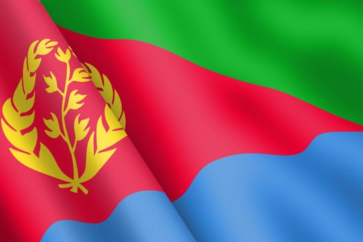 An Eritrea waving flag 3d illustration wind ripple