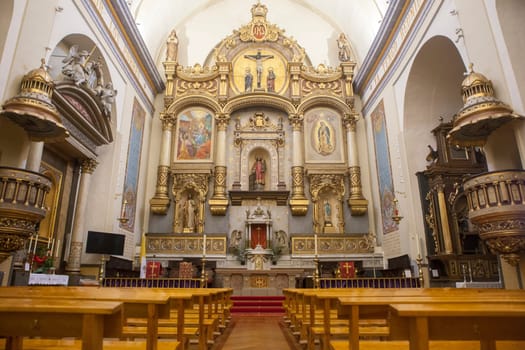 Pamplona, Spain - March 3rd, 2024: San Lorenzo Church main nave, Pamplona, Navarra, Spain