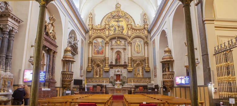Pamplona, Spain - March 3rd, 2024: San Lorenzo Church main nave, Pamplona, Navarra, Spain