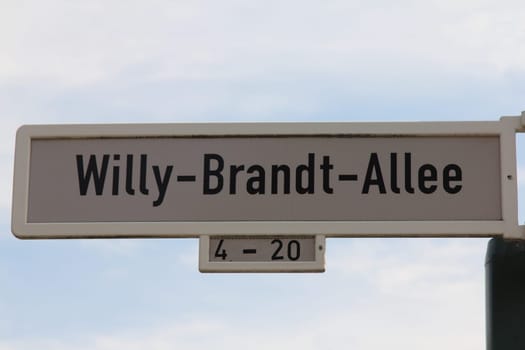 Street sign of the Willy- Brandt-Allee in Bonn, Germany