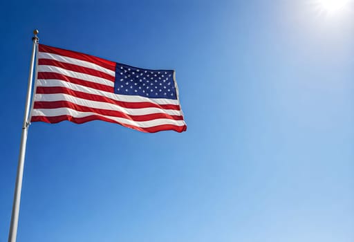 AI generated of an american flag is flying in the sky