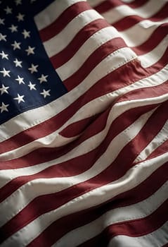 AI generated of close up of an american flag that has stars on it