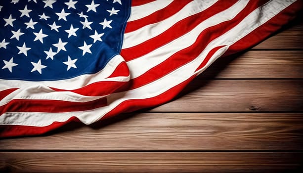 AI generated of an american flag is hanging on a wooden wall