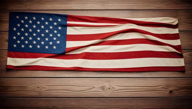 AI generated of an american flag that has the stars on it on the wooden surface