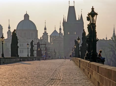 Charles Bridge at sunrise, Prague
