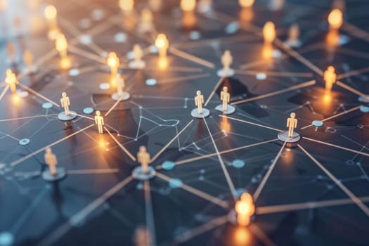 Abstract image illustrating network connections with human figures, representing the global business framework