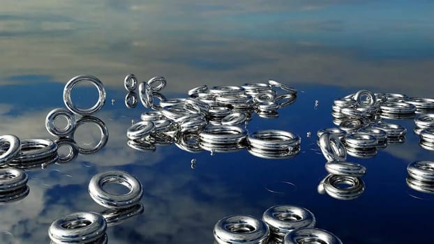 3D Render Rings Turning in the Skies Fun Background