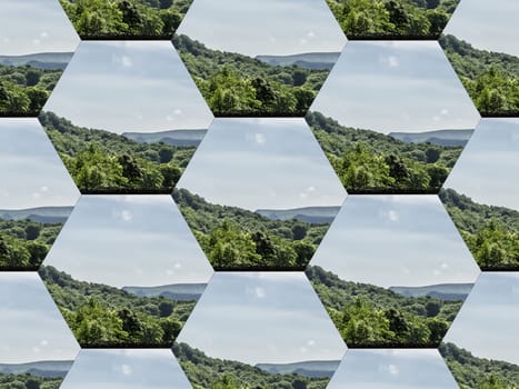 Digital Illustration Landscape Mosaic Pattern