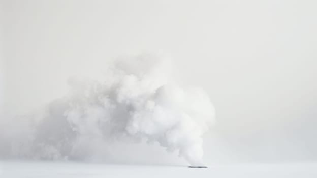 A large, billowing cloud of smoke can be seen emanating from an industrial pipe, creating a dense haze in the surrounding area. The smoke appears thick and dark, indicating a significant amount of pollutants being released into the atmosphere.