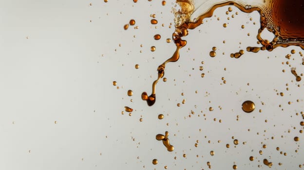 A detailed view of a clear liquid swirling in a glass container, with bubbles rising to the surface. The liquid appears to be transparent and reflective, creating an interesting visual texture.