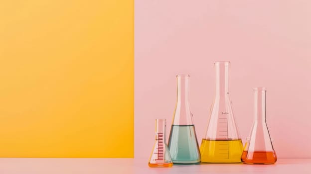 In the row of test tubes, various colored liquids are contained, each labeled with a specific substance. The tubes are neatly lined up on a laboratory bench, showcasing a range of experiments and scientific research in progress.