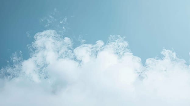 A commercial airplane is soaring through the vast blue sky, surrounded by fluffy white clouds. The aircrafts wings are steady as it travels towards its destination, leaving a trail in its wake.