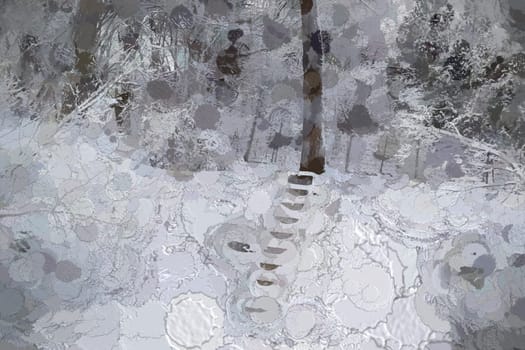 Digital Illustration Snow and Trees Scenery