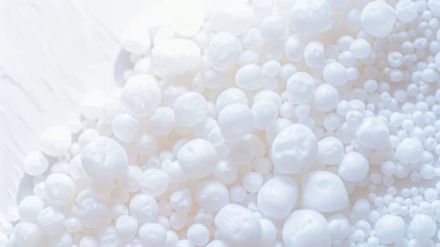 A multitude of bubbles of various sizes fills the air, rising and swirling in a dynamic display. The bubbles reflect light as they move, creating a mesmerizing sight.