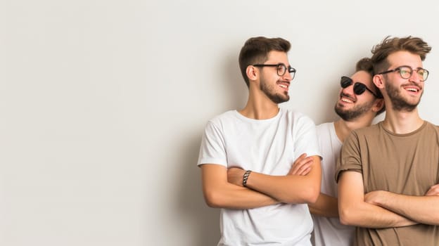 Two men are standing next to each other with their arms crossed, showcasing a sense of confidence and unity. They appear strong and determined, with a firm posture and serious expressions.