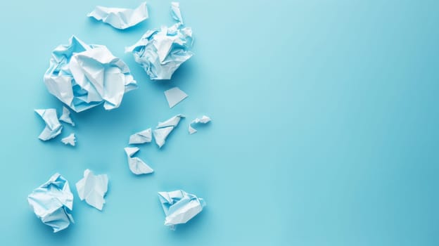 Assorted origami pieces, intricately folded paper shapes, are arranged in a group on a vibrant blue background. Each piece showcases the precision and artistry of origami craft, creating a visually stimulating composition.