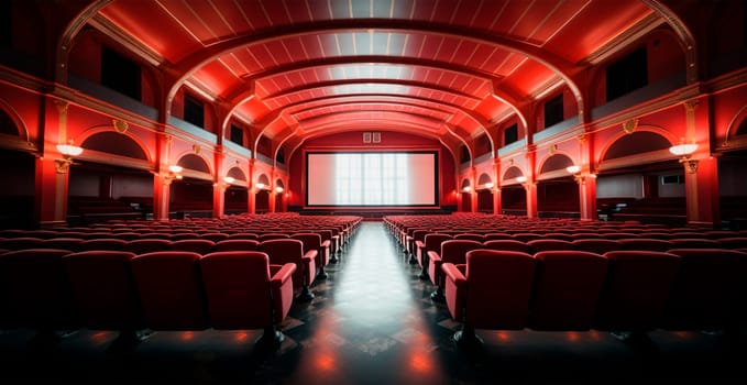 Large cinema, watching new films, red hall, leisure for the whole family AI generated image