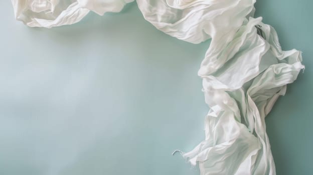 A detailed view of a white piece of paper attached to a gray wall. The paper is slightly crumpled, with visible lines of text and small notes scribbled on it.