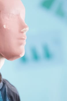 man with a blank mask, disconnected from reality, symbolises the relentless advancement of incomprehensible technology.