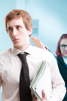 Unprofessional conduct: A female boss mistreating a male employee. Inadequate anger management at play