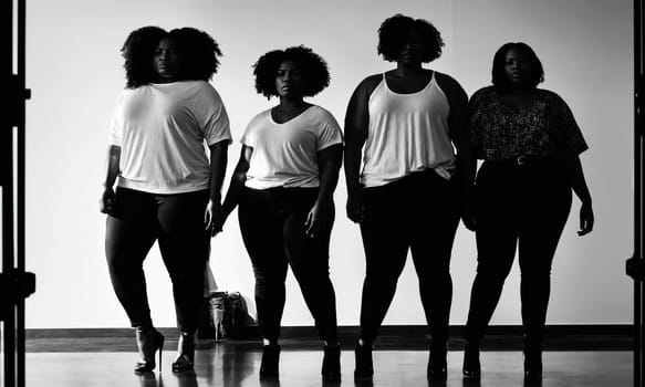 Group of african american women posing in studio. Fashion shot. ai generative.
