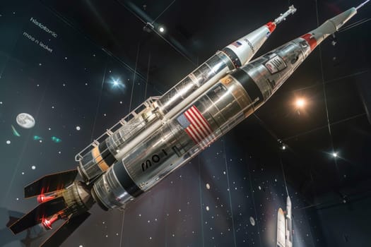 An artists interpretation of a sleek space shuttle soaring through the cosmos, exuding power and grace.
