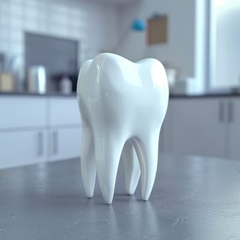 Symbolic image for dentist with a white plastic tooth generated by artificial intelligence