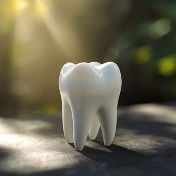 Symbolic image for dentist with a white plastic tooth generated by artificial intelligence