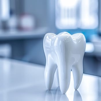 Symbolic image for dentist with a white plastic tooth generated by artificial intelligence