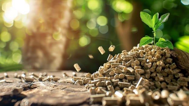 Explore the renewable energy landscape with this stock photo showcasing wood pellets, a clean and regenerative source of biofuel. Modern and eco-friendly, these pellets represent a sustainable solution for reducing carbon emissions and promoting a greener future.