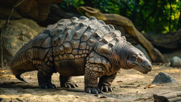 A detailed view of a small animal standing on a dirt ground. The creatures fur or feathers glisten as it moves around in its natural habitat, blending in with the earthy surroundings. Its movements show a glimpse of its behavior and interactions with the environment.