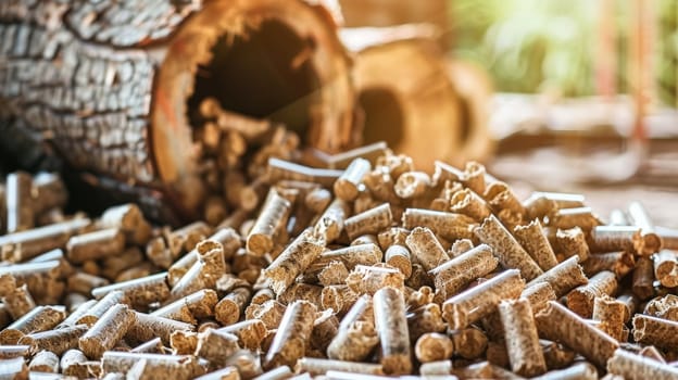 Explore the renewable energy landscape with this stock photo showcasing wood pellets, a clean and regenerative source of biofuel. Modern and eco-friendly, these pellets represent a sustainable solution for reducing carbon emissions and promoting a greener future.