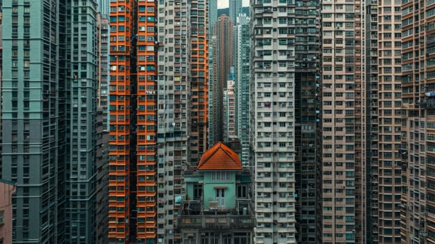 Discover the tranquil haven of a small house nestled within the bustling cityscape, its garden oasis a sanctuary amidst towering skyscrapers. This captivating juxtaposition symbolizes the harmonious coexistence of nature and urban life, offering a glimpse of respite in the heart of the metropolis.